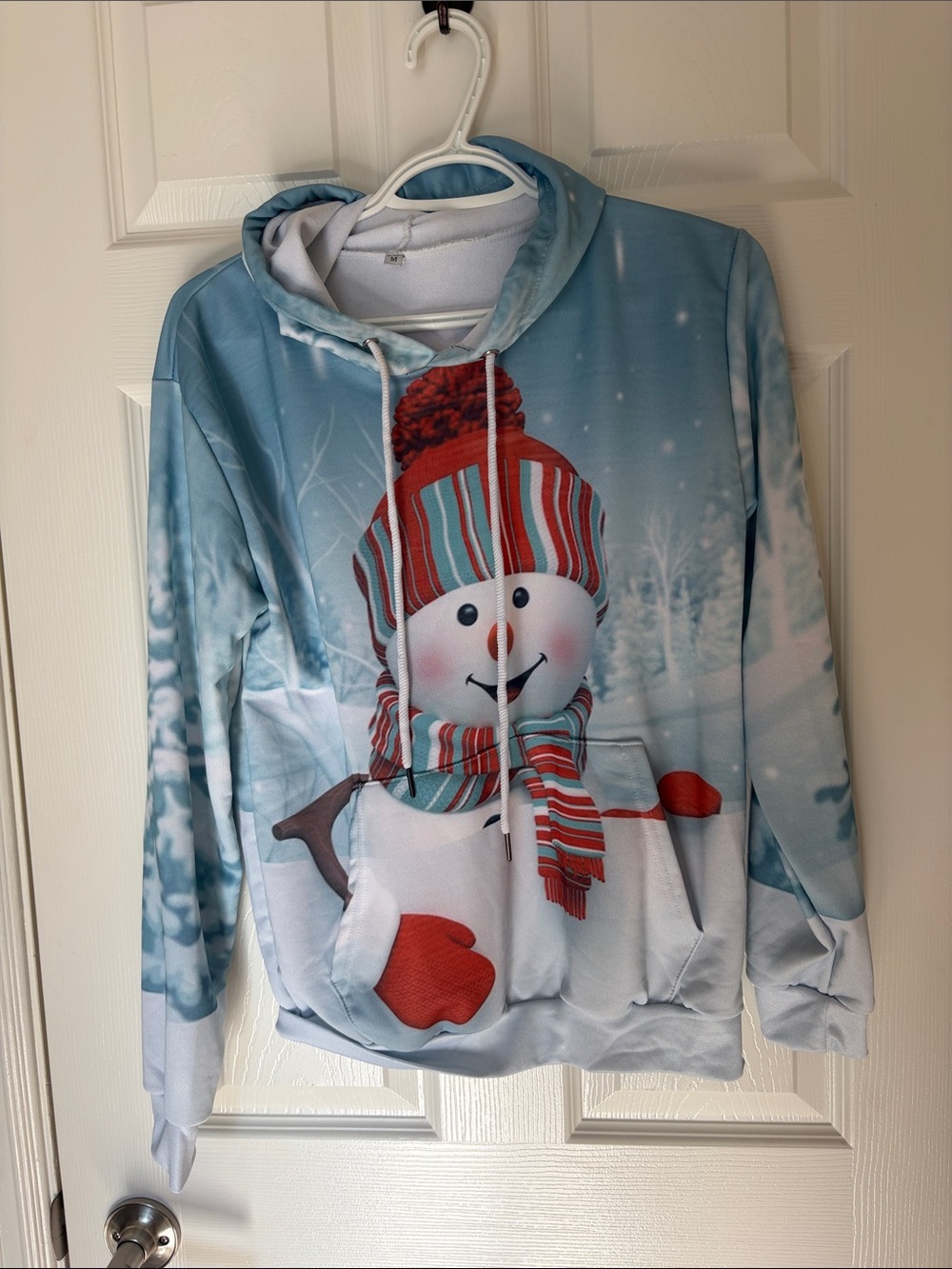 Blue Snowman Print Hooded Sweatshirt - Men